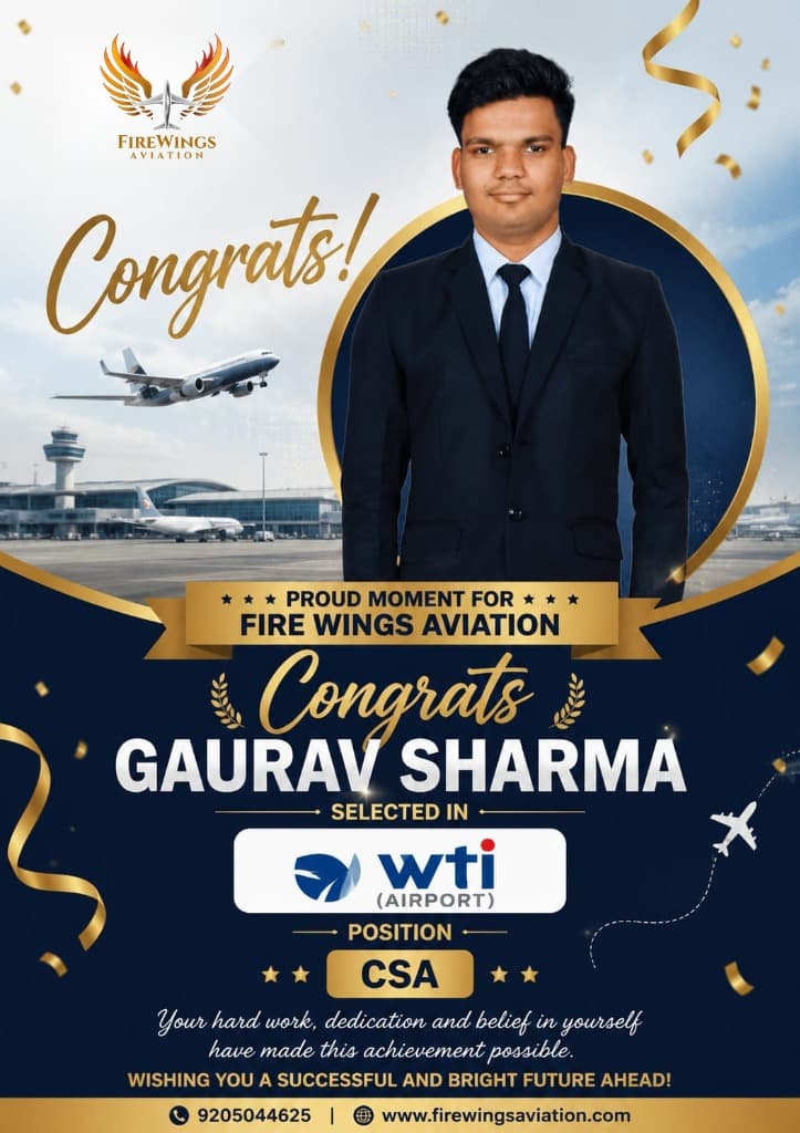Gaurav Sharma selected as CSA at WTI (Airport)