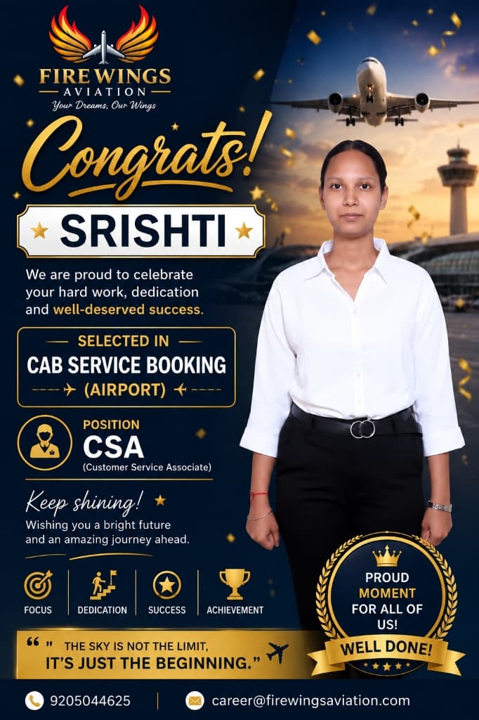 Srishti selected as CSA at Cab Service Booking (Airport)